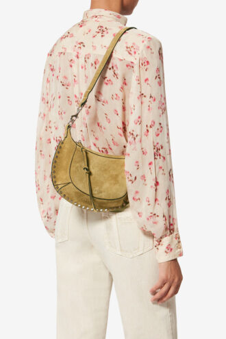 Oskan Moon Suede Calfskin Baguette Handbag