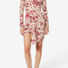 Ovia Short Draped Printed Stretch Silk Skirt