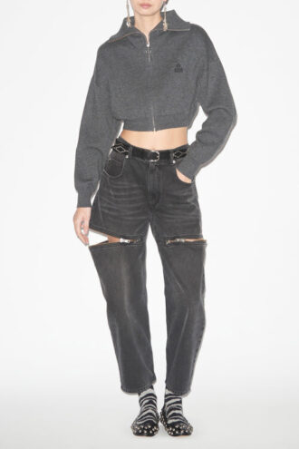 Oxane Short Cardigan in Plain-Colored Knit