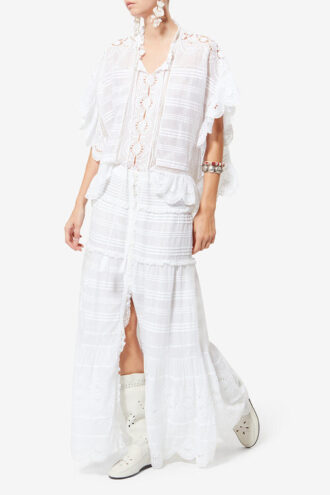 Paoline Frilly Cotton and Floral Lace Skirt