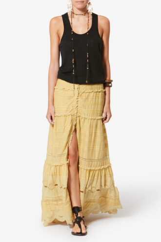 Paoline Frilly Cotton and Floral Lace Skirt
