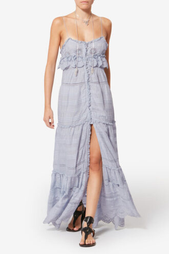 Paule Long Cotton and Floral Lace Dress