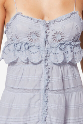 Paule Long Cotton and Floral Lace Dress