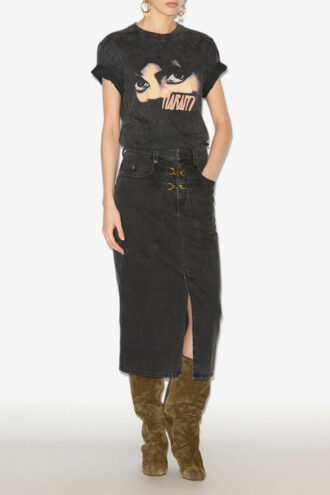 Pavina Denim Skirt with Snap Hooks