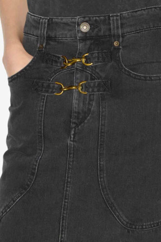 Pavina Denim Skirt with Snap Hooks