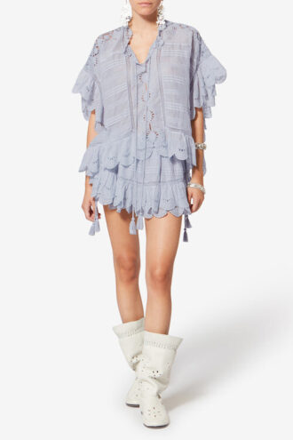 Payton Caftan Style Cotton and Floral Lace Top