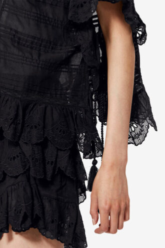 Payton Caftan Style Cotton and Floral Lace Top