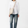 Plalia Blouse in Gathered Plain-Colored Cotton Voile