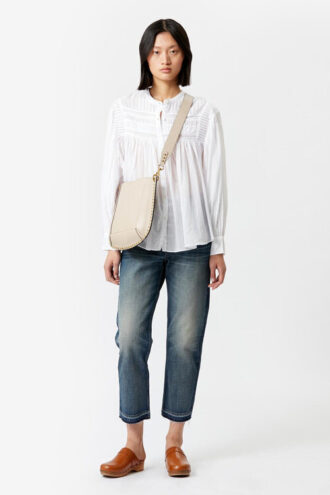 Plalia Blouse in Gathered Plain-Colored Cotton Voile