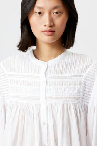 Plalia Blouse in Gathered Plain-Colored Cotton Voile