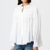 Plalia Blouse in Gathered Plain-Colored Cotton Voile