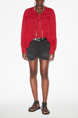 Plalia Gathered Cotton Voile Blouse