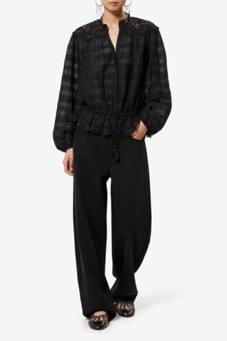 Polly Cotton and Floral Lace Blouse