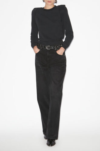 Prissa Cotton Sweatshirt with Structured Shoulders