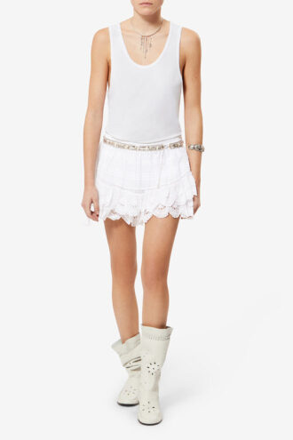 Puria Short Ruffled Cotton and Floral Lace Skort