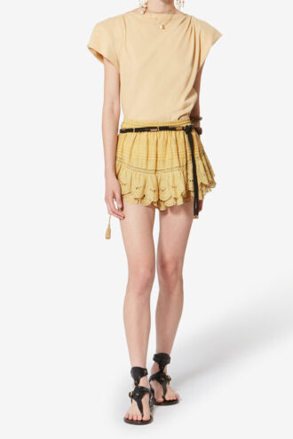 Puria Short Ruffled Cotton and Floral Lace Skort
