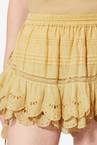 Puria Short Ruffled Cotton and Floral Lace Skort