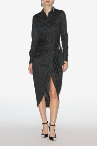 Reilly Striped Virgin Wool Sheath Skirt