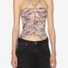 Revon Strappy Gathered Printed Silk Top