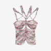 Revon Strappy Gathered Printed Silk Top