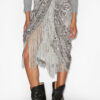 Roany Draped Skirt in Fringed Burnout Velvet