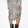 Roany Draped Skirt in Fringed Burnout Velvet