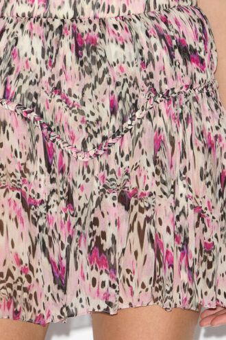 Roumi Gathered Printed Silk Skirt