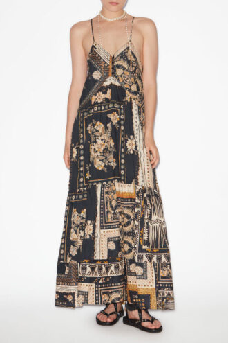 Sabba Long Strappy Bandana Print Dress