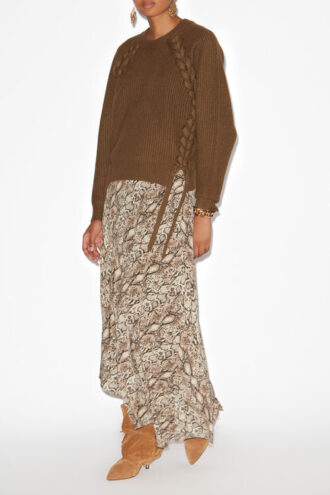 Sakura Long Printed Silk Skirt