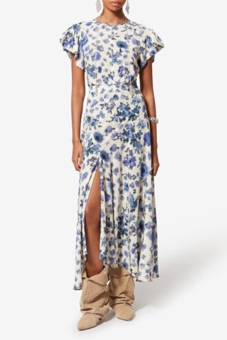 Sakura Long Printed Stretch Silk Skirt