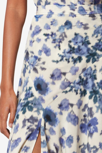 Sakura Long Printed Stretch Silk Skirt