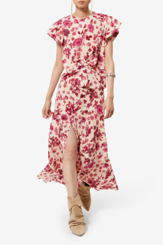 Sakura Silk Rose Print Skirt