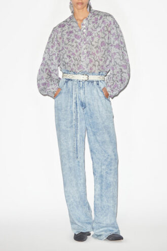Salika Printed and Gathered Cotton Voile Blouse