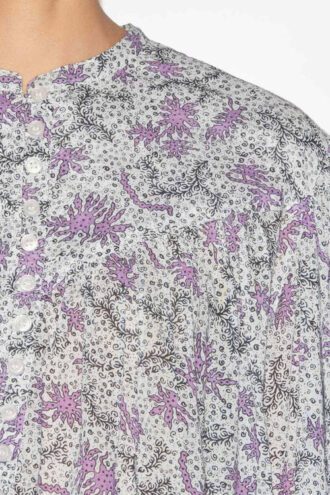 Salika Printed and Gathered Cotton Voile Blouse