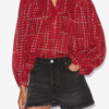 Salika Printed and Gathered Cotton Voile Blouse