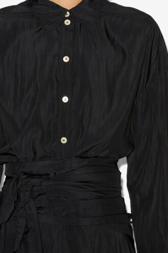 Samantha Long Crepe Shirt Dress