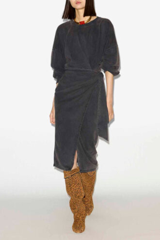 Sandrina Long Draped Jersey Sweatshirt Dress
