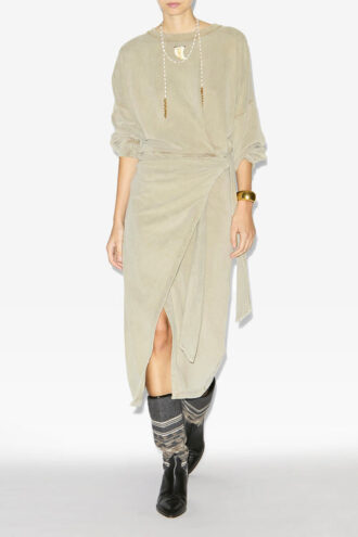 Sandrina Long Draped Jersey Sweatshirt Dress