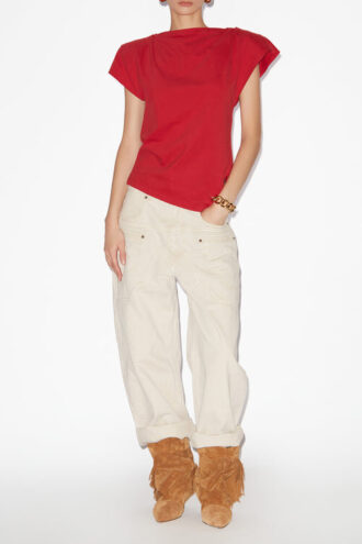 Sebani Asymmetrical Plain-Colored Cotton T-Shirt