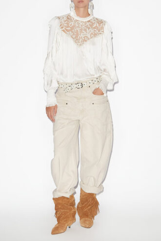 Seila Flowing Blouse with Lace and Ruffles