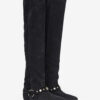 Selize Flat-Heeled Thigh Boots in Suede Calfskin Leather