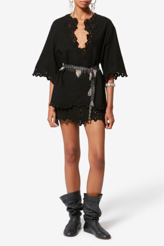Shana Tunic Style Openwork Cotton Top