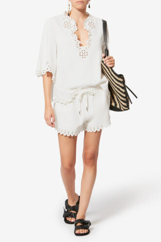 Shana Tunic Style Openwork Cotton Top