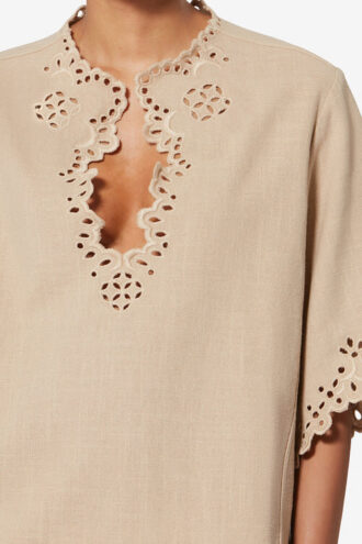Shana Tunic Style Openwork Cotton Top