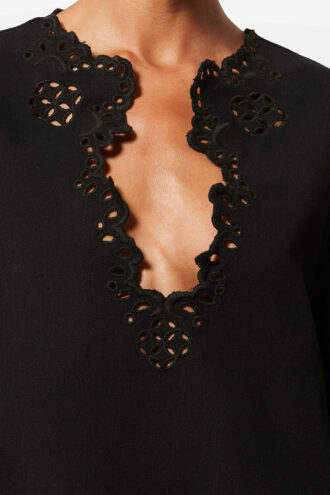 Shana Tunic Style Openwork Cotton Top