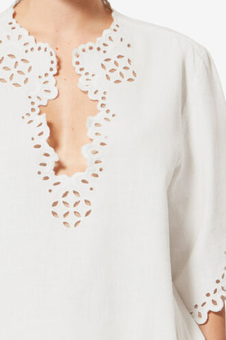 Shana Tunic Style Openwork Cotton Top