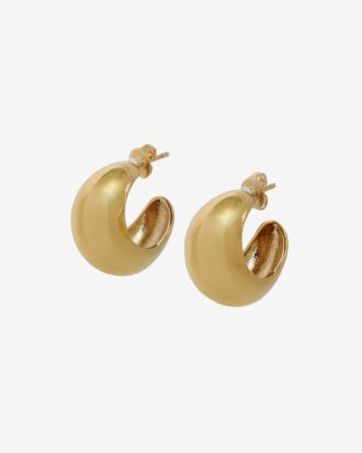 Shiny Crescent Convex Hoop Earrings