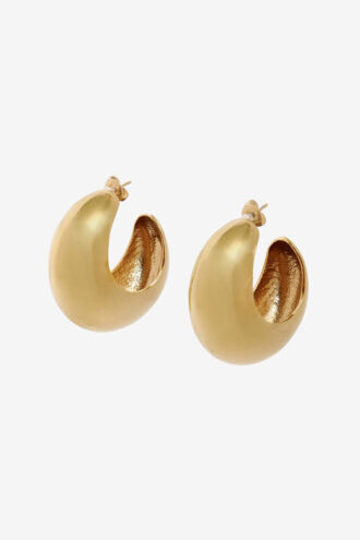 Shiny Crescent Domed Hoop Earrings