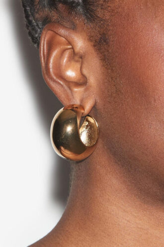 Shiny Crescent Domed Hoop Earrings
