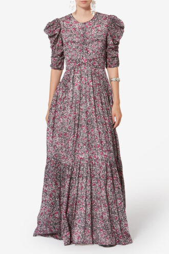 Sichellia Long Printed Organic Cotton Voile Dress